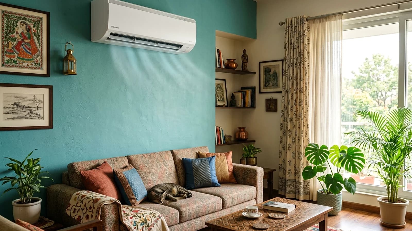 HVAC engineer servicing IFB FastCool split AC outdoor condenser with manifold gauges