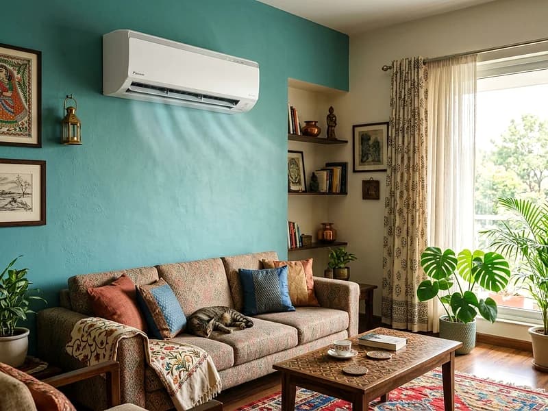 AC technician checking cooling performance on residential outdoor AC condenser unit