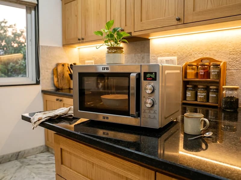 Specialist testing Whirlpool Magicook convection microwave oven heating element in workshop