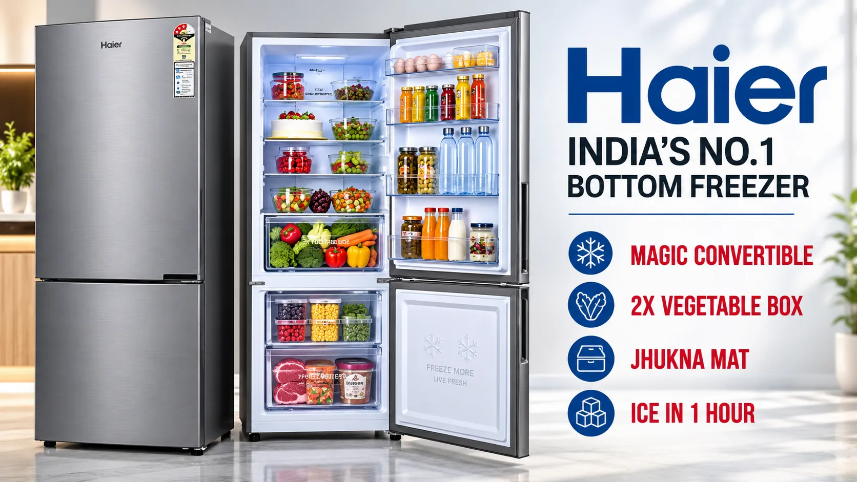 Haier Bottom Mounted BMR Frost Free Magic Convertible Refrigerator Repair and Service in India
